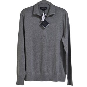 Brooks Brothers Supima Cotton Quarter Zip Sweater Grey Men's Medium NWT